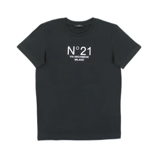 N 21 T-Shirt Bambino Nera In Jersey Di Cotone