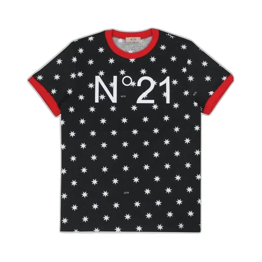 N 21 T-Shirt Bambina Nera In Jersey Di Cotone Stampato