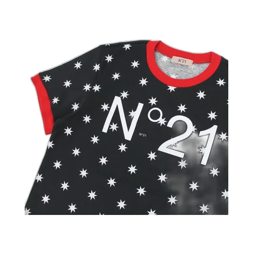 N 21 T-Shirt Bambina Nera In Jersey Di Cotone Stampato