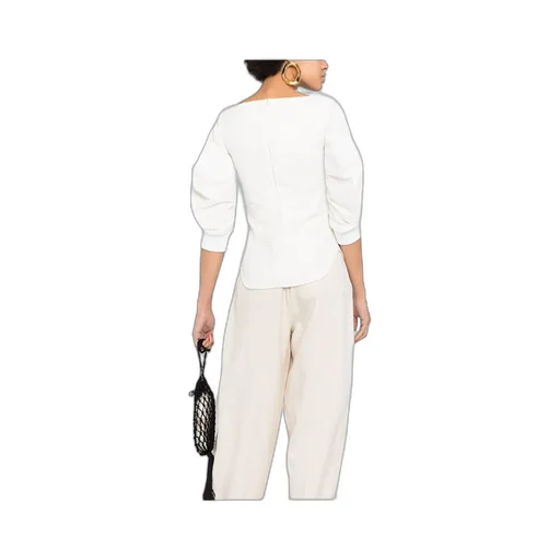 Square-Neck Puff-Sleeve Blouse