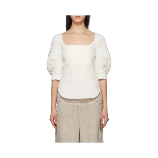 Square-Neck Puff-Sleeve Blouse