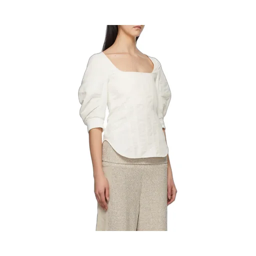 Square-Neck Puff-Sleeve Blouse