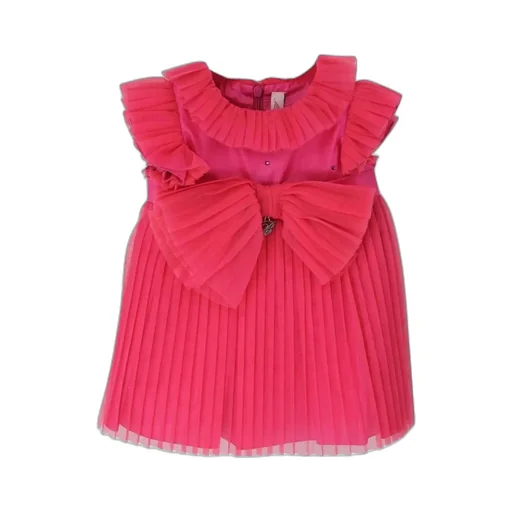 Miss Blumarine Abito Plissettato Baby Girl Ciclamino Con Maxi Fiocco