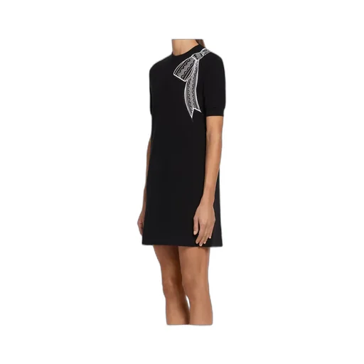 Bow-Embroidery Knitted Dress