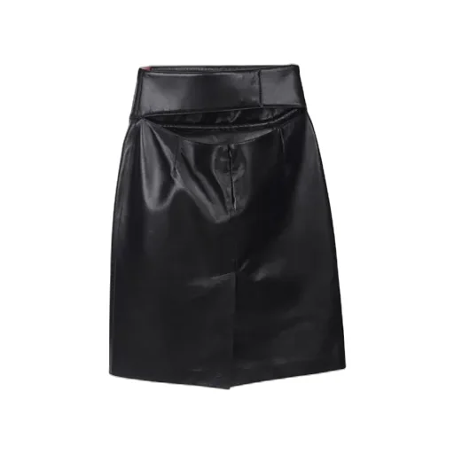 Givenchy Cut-Out Detail Leather Midi Skirt