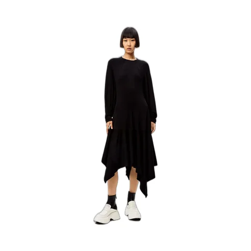 Long-Sleeve Handkerchief-Hem Dress