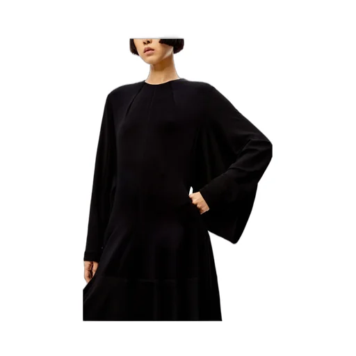 Long-Sleeve Handkerchief-Hem Dress