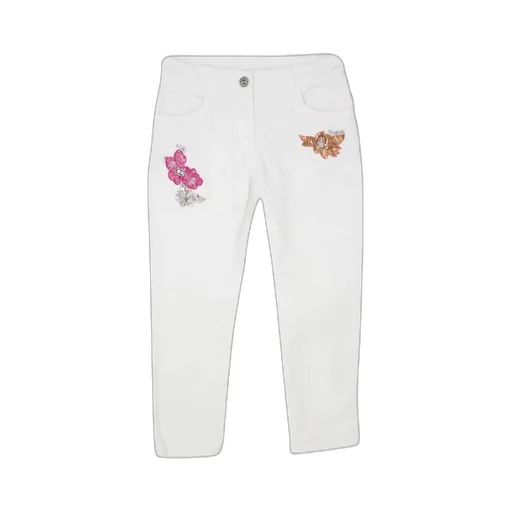 Twin Set Bambina Pantalone Bianco In Denim Di Cotone