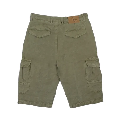 Fay Bambino Bermuda Cargo Verde In Misto Lino