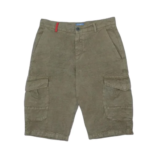 Fay Teen Bermuda Cargo Verde In Misto Lino