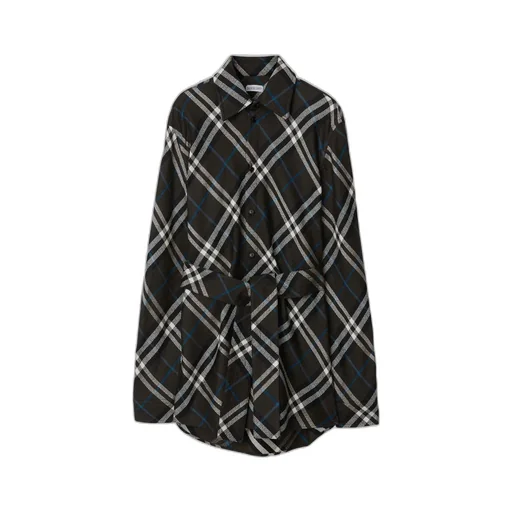 Burberry Check-Pattern Buttoned Belted Shirt