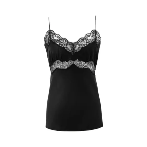 Lingerie Top In Silk Satin And Lace