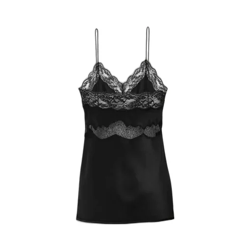 Lingerie Top In Silk Satin And Lace