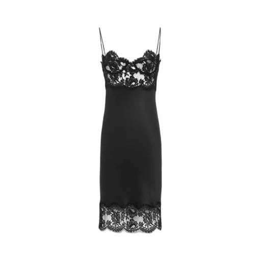 Saint Laurent Lace Detailed Sleeveless Slip Dress