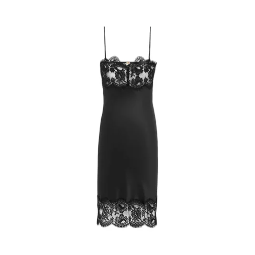 Saint Laurent Lace Detailed Sleeveless Slip Dress