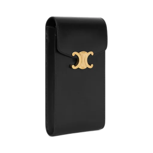 Triomphe Phone Pouch In Shiny Calfskin