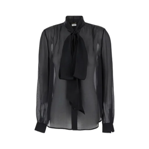 Saint Laurent Pussy-Bow Long-Sleeved Top