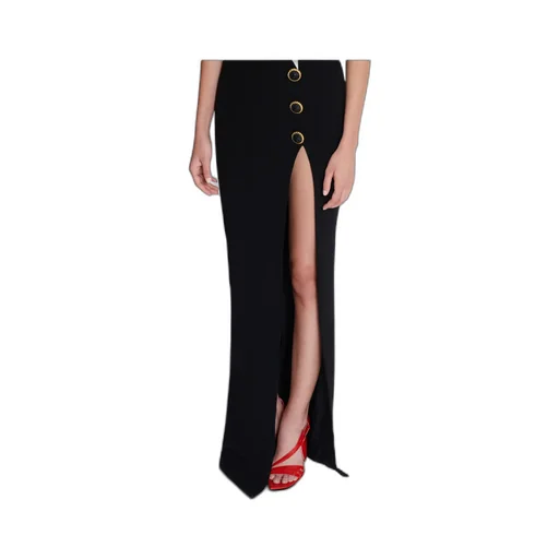 Balmain Two-Tone Long Crepe Dress