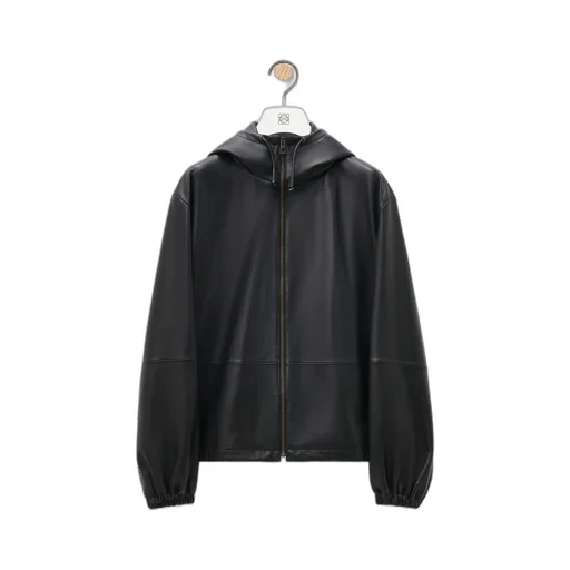 Loewe Hooded Zipped Leather Jacket