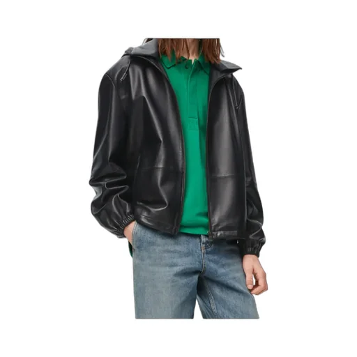 Loewe Hooded Zipped Leather Jacket