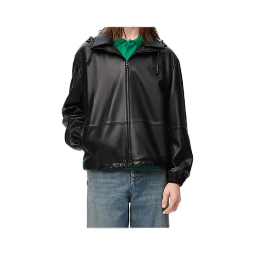 Loewe Hooded Zipped Leather Jacket