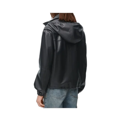 Loewe Hooded Zipped Leather Jacket