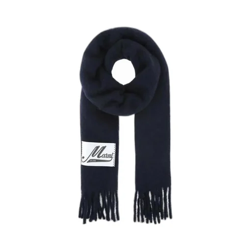 Marni Logo Patch Fringed Scarf