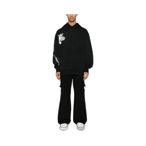Y-3 Logo Printed Drawstring Hoodie