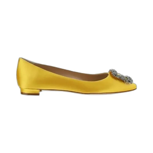 Manolo Blahnik Hangisi Embellished Satin Flats