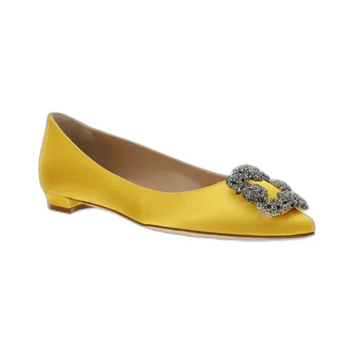 Manolo Blahnik Hangisi Embellished Satin Flats