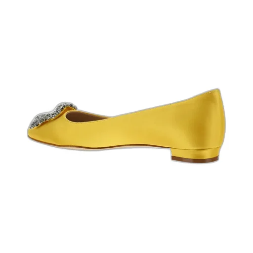 Manolo Blahnik Hangisi Embellished Satin Flats