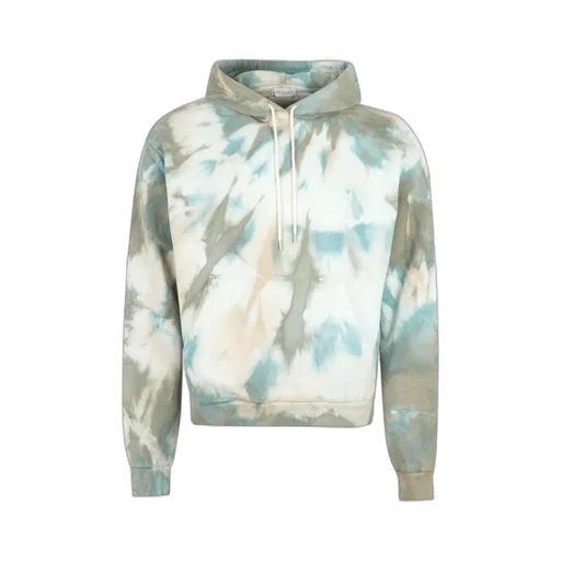 Tie-Dye Effect Drawstring Hooded Sweatshirt