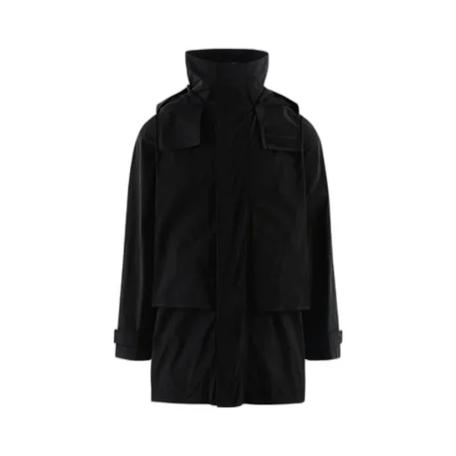 Logo-Print Hooded Mid-Length Coat