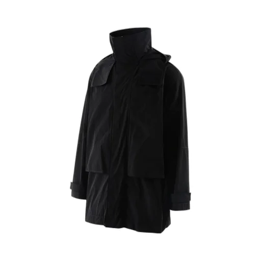 Logo-Print Hooded Mid-Length Coat