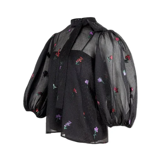 Translucent Bow-Tie Blouse