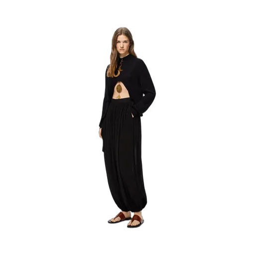 Black Wide-Leg Casual Pants