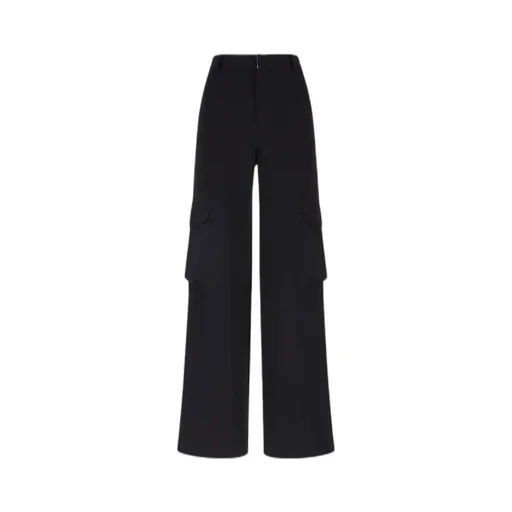 High-Waisted Gabardine Cargo Trousers