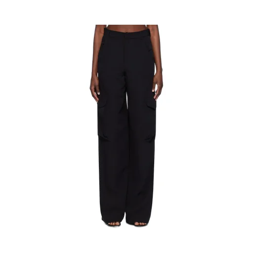 High-Waisted Gabardine Cargo Trousers