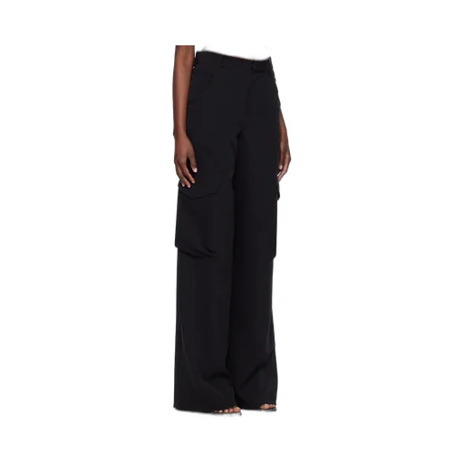 High-Waisted Gabardine Cargo Trousers