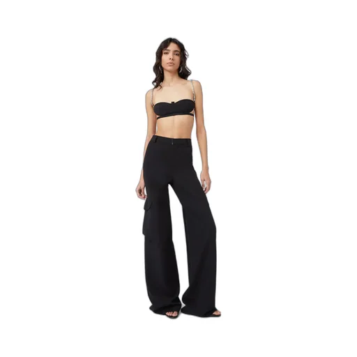 High-Waisted Gabardine Cargo Trousers
