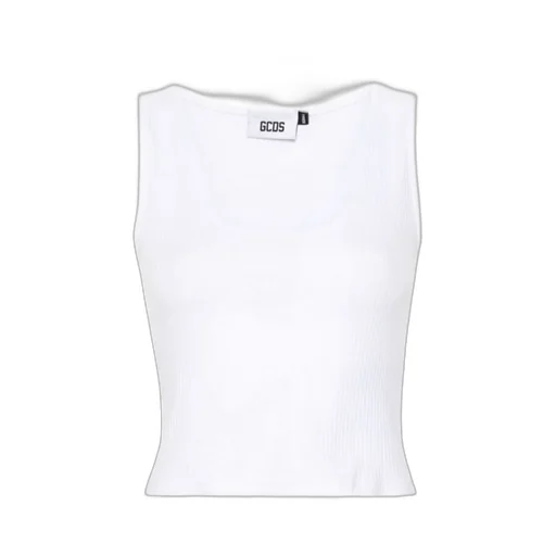 Gcds U-Neck Logo Embellished Sleeveless Ribbed Top