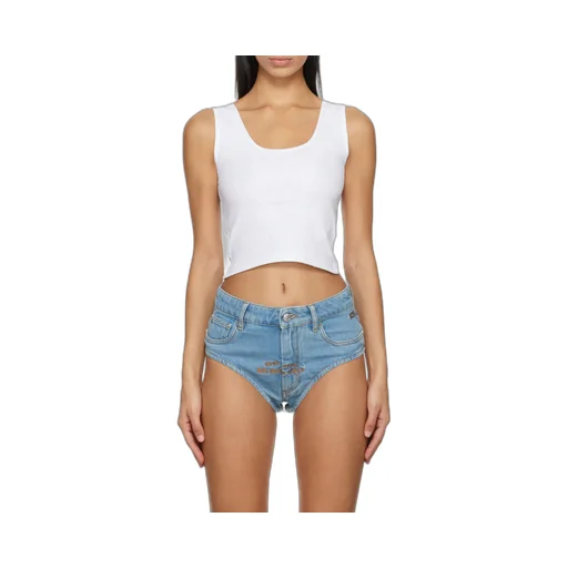 Gcds U-Neck Logo Embellished Sleeveless Ribbed Top
