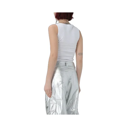 Gcds U-Neck Logo Embellished Sleeveless Ribbed Top