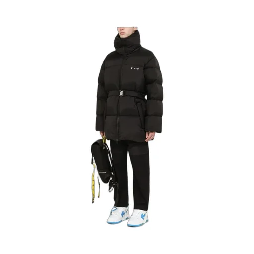 Off-White Logo Printed Belted Puffer Jacket