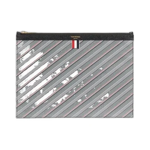 Striped Logo-Print Pouch