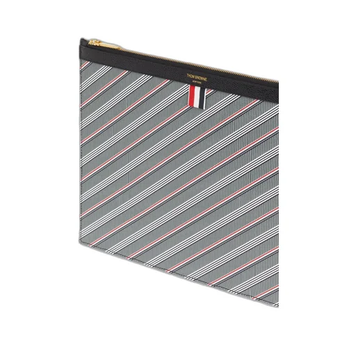 Striped Logo-Print Pouch
