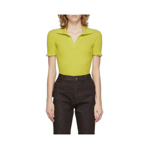 Ribbed-Knit Short-Sleeve Top