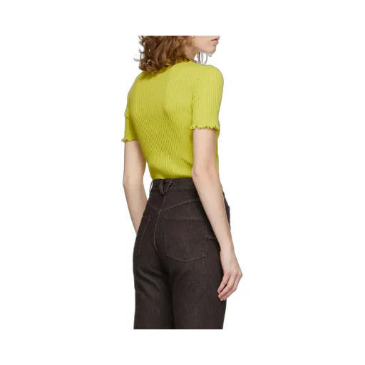 Ribbed-Knit Short-Sleeve Top