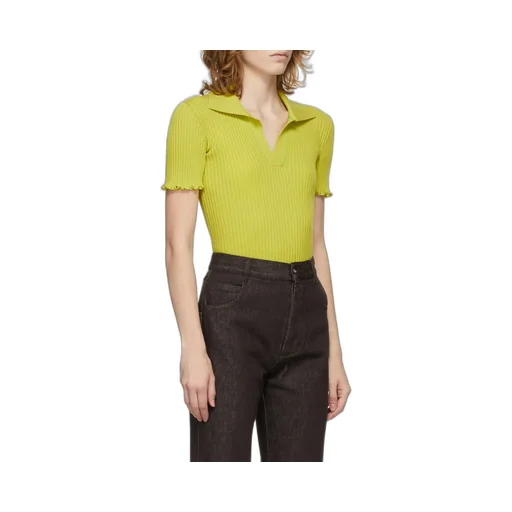 Ribbed-Knit Short-Sleeve Top