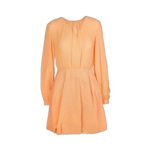 Puffball Waffle-Effect Silk Dress